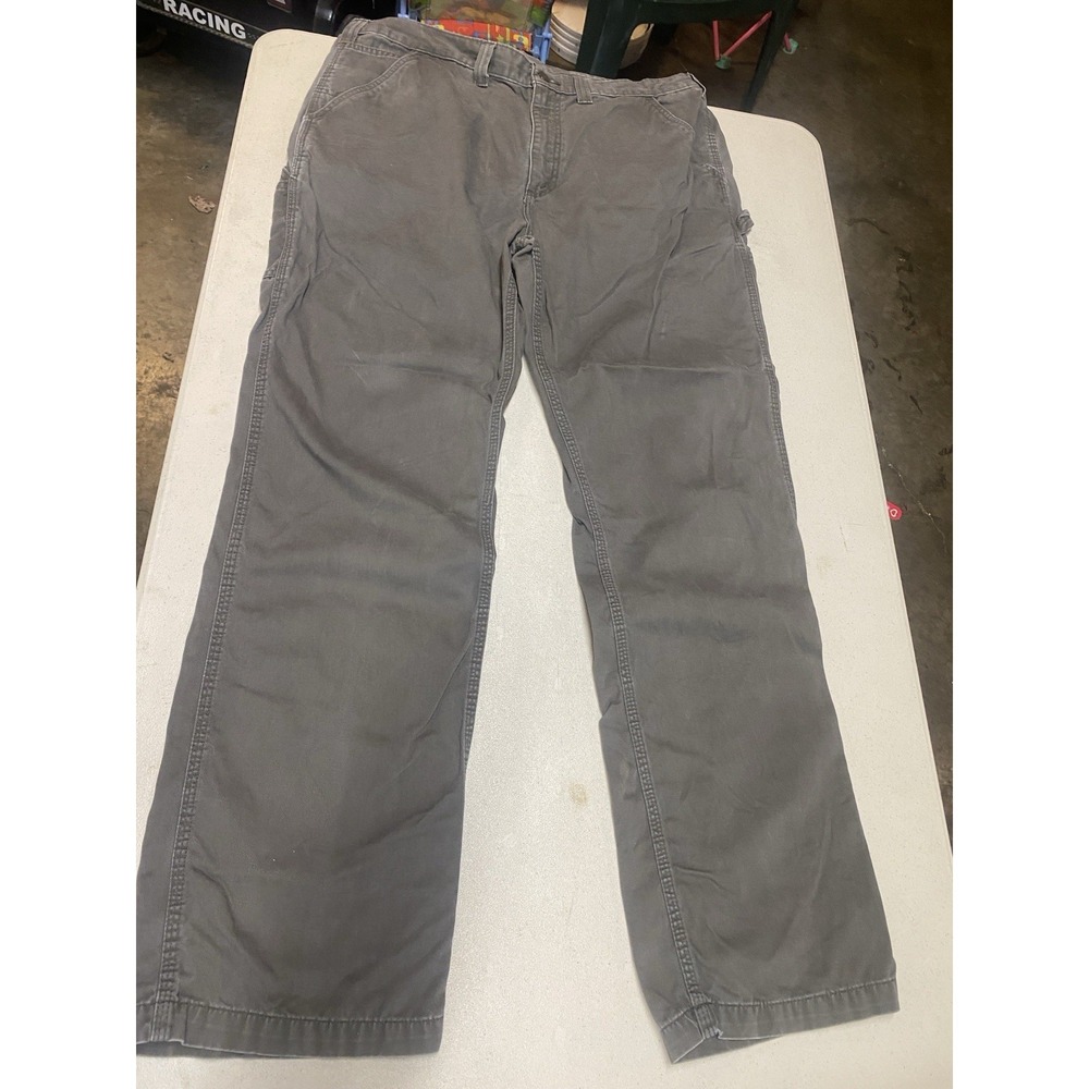 Carhartt Mens Gray Flat Front Relaxed Fit Pockets Work Pants Size 40 x 34